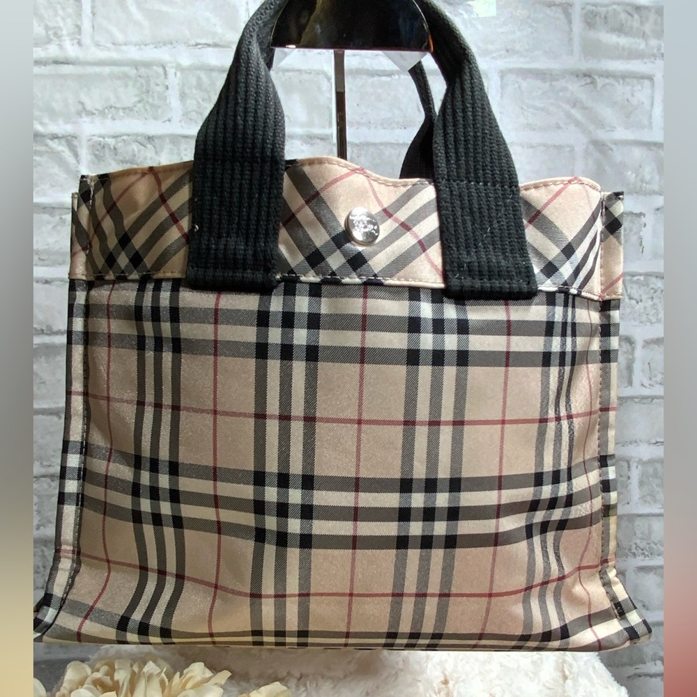Burberry Checkered Tote Bag - Black, White, Red - Picture 2 of 6